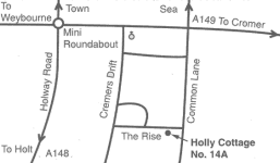 Map to Holly Cottage, Sheringham, Norfolk, UK